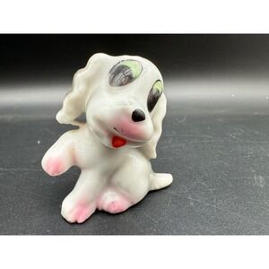 Vintage Made in Japan Ceramic Puppy Figurine Big‎ Eyes Pink Paws